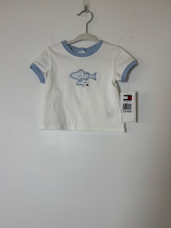 Tommy Hilfiger Other - Tommy Hilfiger Baby Shirt 6-9M NWT Fish Graphic Blue Trim Tee